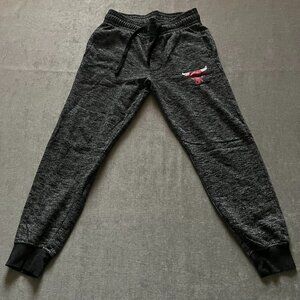 NBA Chicago Bulls Sweatpants Men Size S Gray Black Red Logo Joggers Pockets